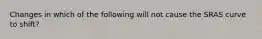 Changes in which of the following will not cause the SRAS curve to shift?