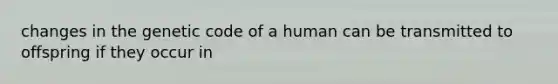 changes in the genetic code of a human can be transmitted to offspring if they occur in