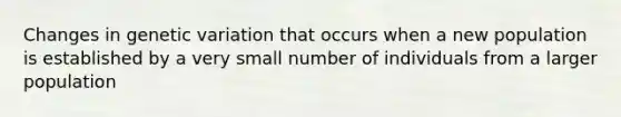 Changes in genetic variation that occurs when a new population is established by a very small number of individuals from a larger population