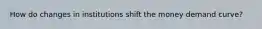 How do changes in institutions shift the money demand curve?