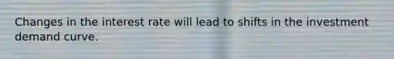Changes in the interest rate will lead to shifts in the investment demand curve.