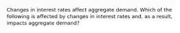 Changes in interest rates affect aggregate demand. Which of the following is affected by changes in interest rates and, as a result, impacts aggregate demand?