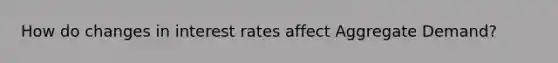 How do changes in interest rates affect Aggregate Demand?