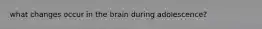 what changes occur in the brain during adolescence?