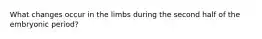 What changes occur in the limbs during the second half of the embryonic period?