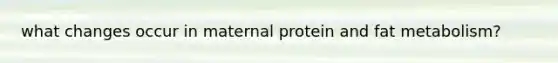 what changes occur in maternal protein and fat metabolism?