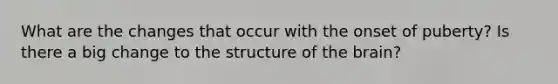 What are the changes that occur with the onset of puberty? Is there a big change to the structure of the brain?
