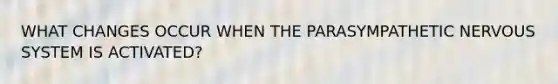WHAT CHANGES OCCUR WHEN THE PARASYMPATHETIC NERVOUS SYSTEM IS ACTIVATED?