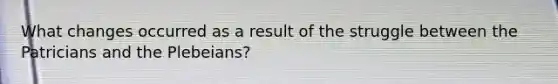 What changes occurred as a result of the struggle between the Patricians and the Plebeians?