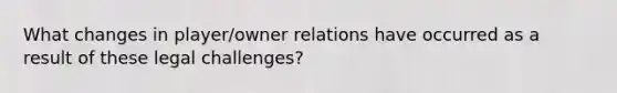 What changes in player/owner relations have occurred as a result of these legal challenges?