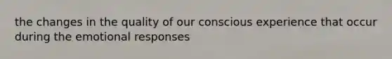 the changes in the quality of our conscious experience that occur during the emotional responses