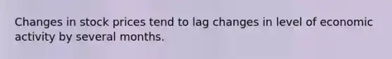 Changes in stock prices tend to lag changes in level of economic activity by several months.