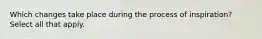 Which changes take place during the process of inspiration? Select all that apply.
