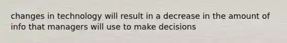 changes in technology will result in a decrease in the amount of info that managers will use to make decisions