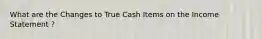 What are the Changes to True Cash Items on the Income Statement ?