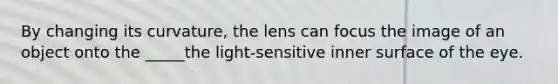 By changing its curvature, the lens can focus the image of an object onto the _____the light-sensitive inner surface of the eye.