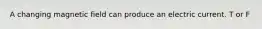 A changing magnetic field can produce an electric current. T or F