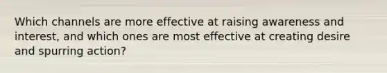 Which channels are more effective at raising awareness and interest, and which ones are most effective at creating desire and spurring action?