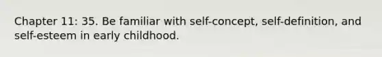 Chapter 11: 35. Be familiar with self-concept, self-definition, and self-esteem in early childhood.