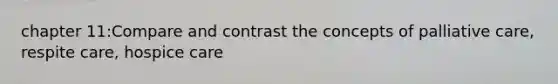 chapter 11:Compare and contrast the concepts of palliative care, respite care, hospice care