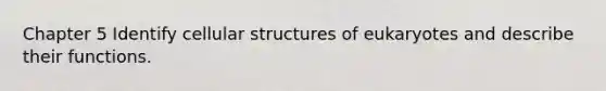 Chapter 5 Identify cellular structures of eukaryotes and describe their functions.