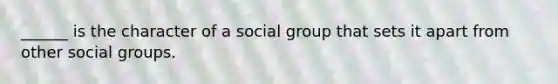 ______ is the character of a social group that sets it apart from other social groups.