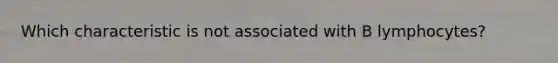 Which characteristic is not associated with B lymphocytes?