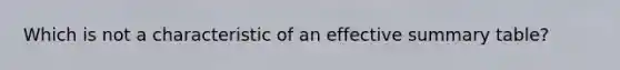 Which is not a characteristic of an effective summary table?