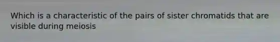 Which is a characteristic of the pairs of sister chromatids that are visible during meiosis