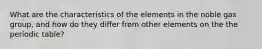 What are the characteristics of the elements in the noble gas group, and how do they differ from other elements on the the periodic table?