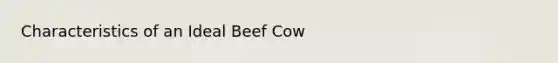 Characteristics of an Ideal Beef Cow