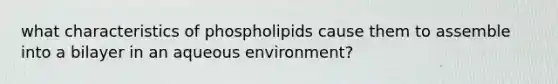 what characteristics of phospholipids cause them to assemble into a bilayer in an aqueous environment?