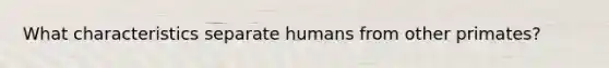 What characteristics separate humans from other primates?
