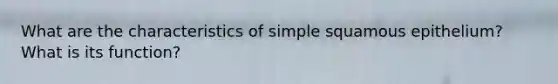 What are the characteristics of simple squamous epithelium? What is its function?