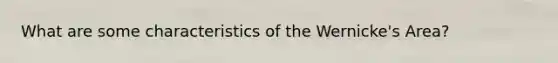 What are some characteristics of the Wernicke's Area?