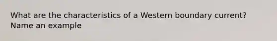 What are the characteristics of a Western boundary current? Name an example