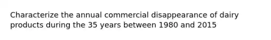 Characterize the annual commercial disappearance of dairy products during the 35 years between 1980 and 2015