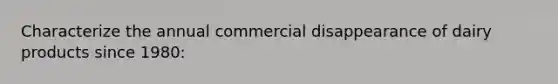 Characterize the annual commercial disappearance of dairy products since 1980: