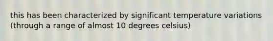 this has been characterized by significant temperature variations (through a range of almost 10 degrees celsius)