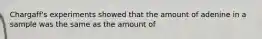 Chargaff's experiments showed that the amount of adenine in a sample was the same as the amount of