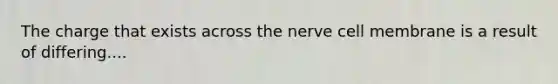 The charge that exists across the nerve cell membrane is a result of differing....