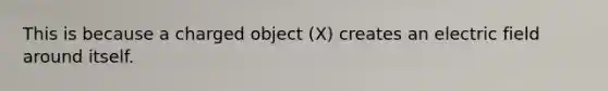 This is because a charged object (X) creates an electric field around itself.