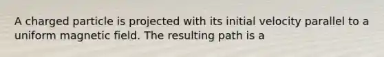 A charged particle is projected with its initial velocity parallel to a uniform magnetic field. The resulting path is a