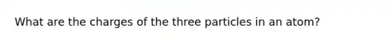 What are the charges of the three particles in an atom?