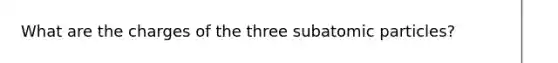 What are the charges of the three subatomic particles?