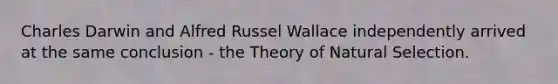 Charles Darwin and Alfred Russel Wallace independently arrived at the same conclusion - the Theory of Natural Selection.