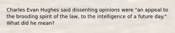 Charles Evan Hughes said dissenting opinions were "an appeal to the brooding spirit of the law, to the intelligence of a future day." What did he mean?