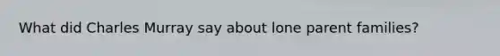 What did Charles Murray say about lone parent families?