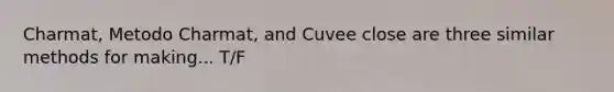 Charmat, Metodo Charmat, and Cuvee close are three similar methods for making... T/F