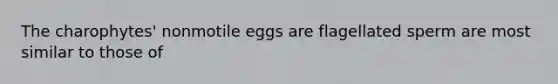 The charophytes' nonmotile eggs are flagellated sperm are most similar to those of